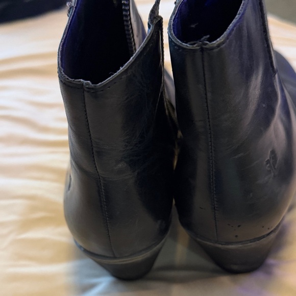 Frye Black Leather Ankle Booties with Stacked Heel - Picture 5 of 5